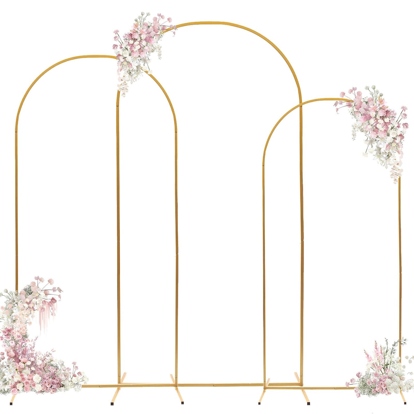 TUDDANVP Arch Backdrop Stand - 3PCS (7.2ft, 6.6ft, 6ft) Upgraded Metal Arch Backdrop Stand - Easy to Set up Gold Wedding Arch Frames- for Weddings, Birthday Parties, Baby Showers, Family Gatherings