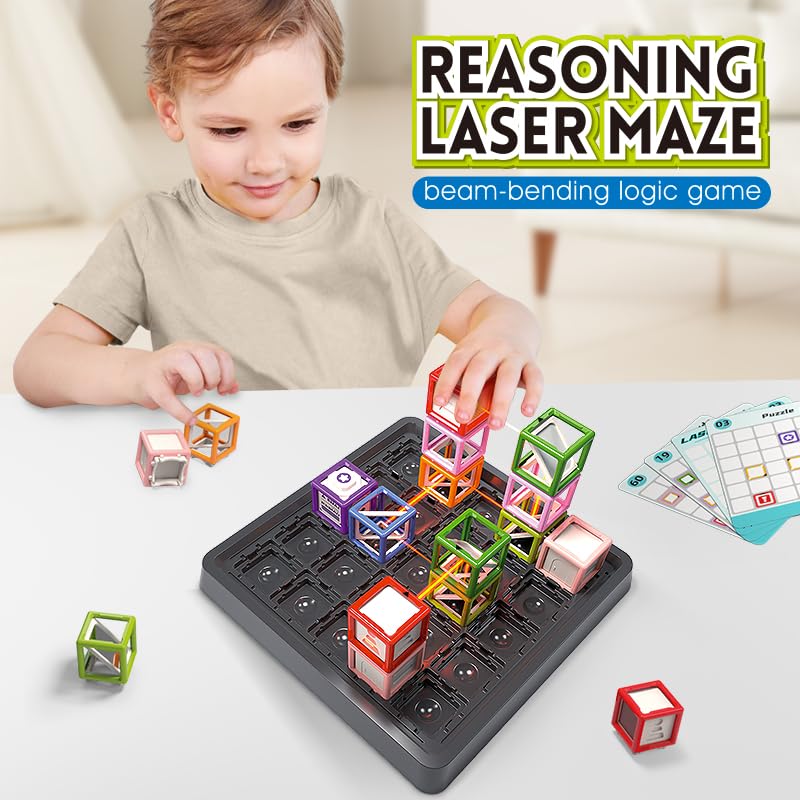 VkotaVkoty Reasoning Laser Maze, Ultimate STEM Toy for Boys Age 8-12, Logic Game with 60+ Challenges, Perfect 8-12 Year Old Boy Birthday Gift to Cultivate Spatial Planning & Scientific Exploration