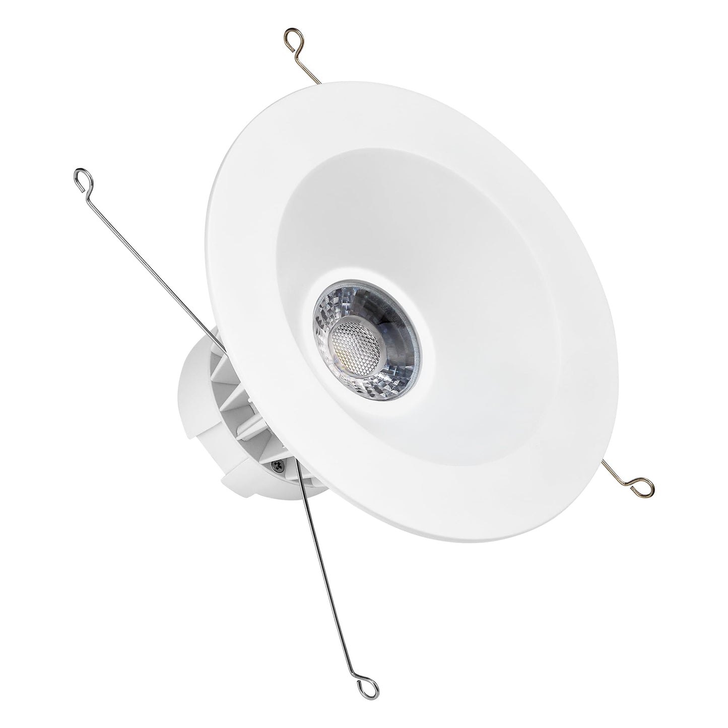 Maxxima 5 in. & 6 in. Retrofit Recessed Anti-Glare LED Downlight, 1300 Lumens, 5 Color Temperature Selectable 2700K/3000K/3500K/4000K/5000K, Dimmable, E-26 Quick Connect Adapter, 90 CRI, White Trim