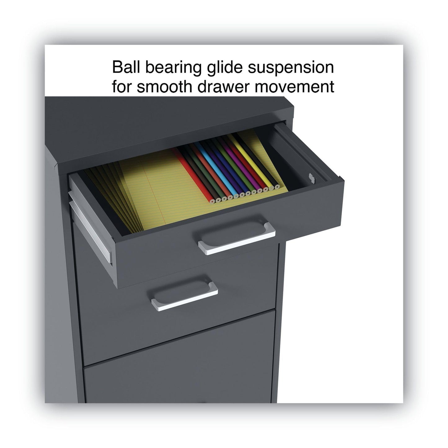 Alera Soho Vertical File Cabinet, 3 Drawers: Pencil/File/File, Letter, Charcoal, 14" X 18" X 26.9"