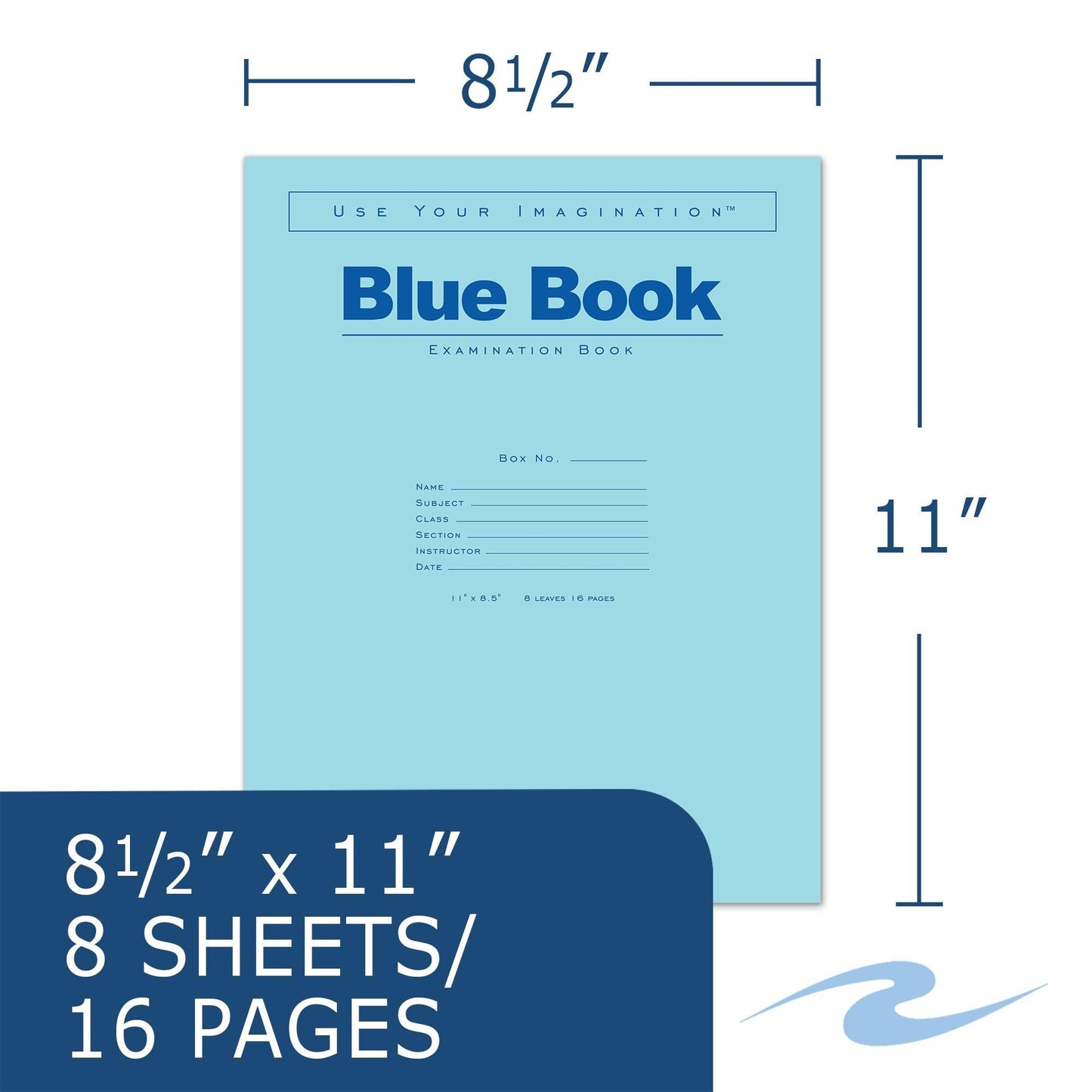 ROARING SPRING Blue Exam Book, 11" x 8.5", 8 sheets/16 pages 50 Packs,77517