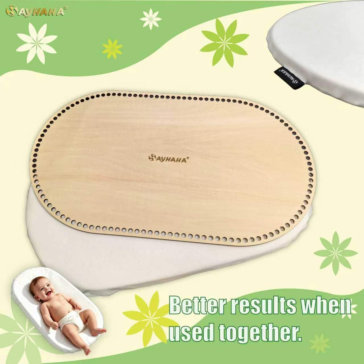 SAYHAHA Large Moses Basket Pad, 27"x15"x2",Breathable,High-Density, High-Resiliency Foam,Non-Toxic, Oval Shaped with Removable Breathable Soft Cover Fit for Moses Basket Baby Bassinet(1PC)