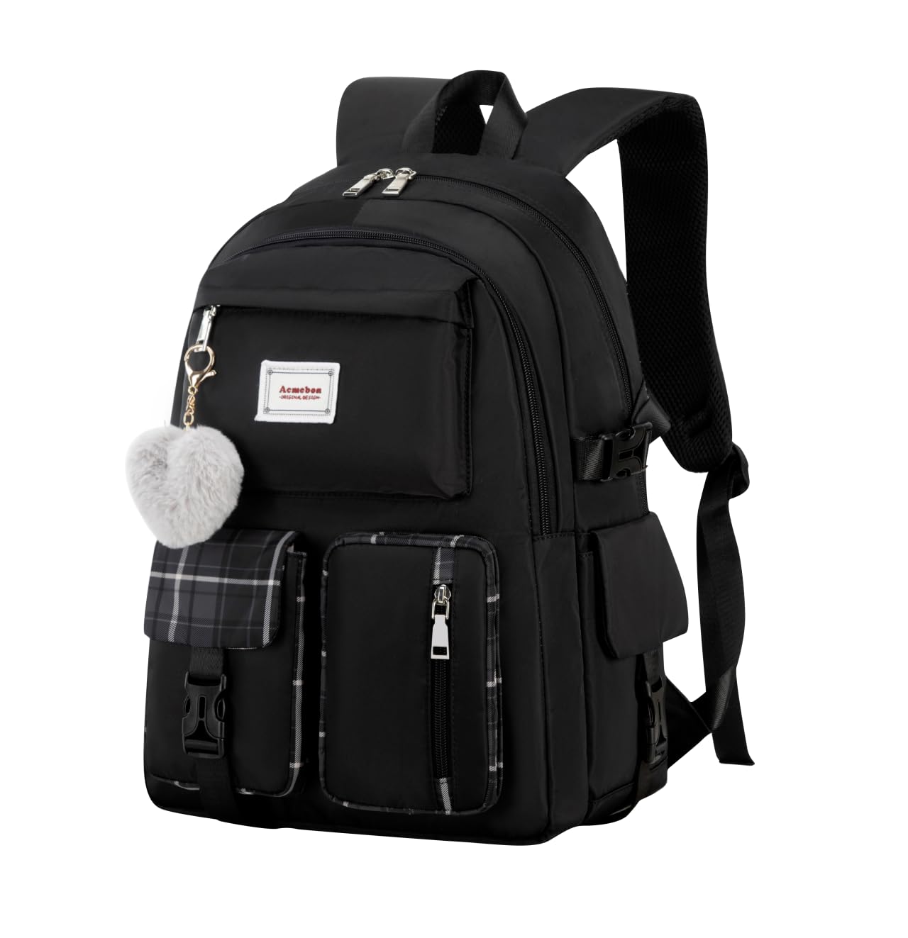 Acmebon Girl Roomy Fashion Laptop Backpack Casual Daily Backpack for Women Black