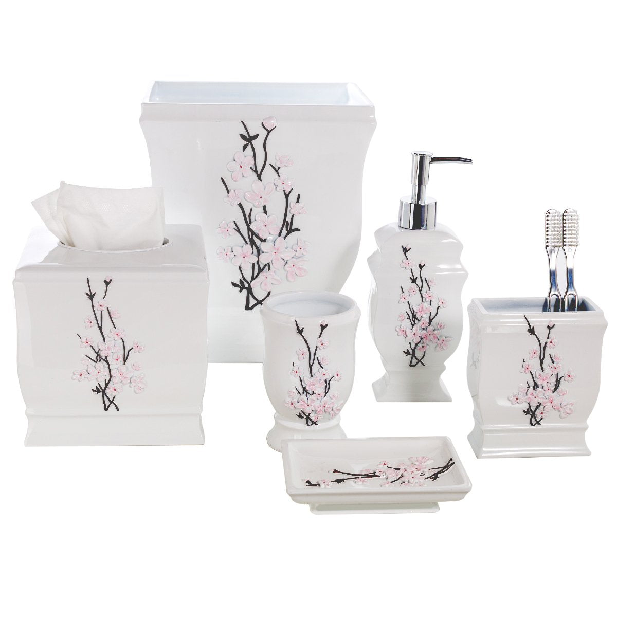 Creative Scents Vanda White Trash Can 1.48 Gal / 5.6L - Decorative Designed Wastebasket - Durable Small Bathroom Trash Can - Waste Basket for Bathroom, Powder Room, Bedroom Or Living Room Decor