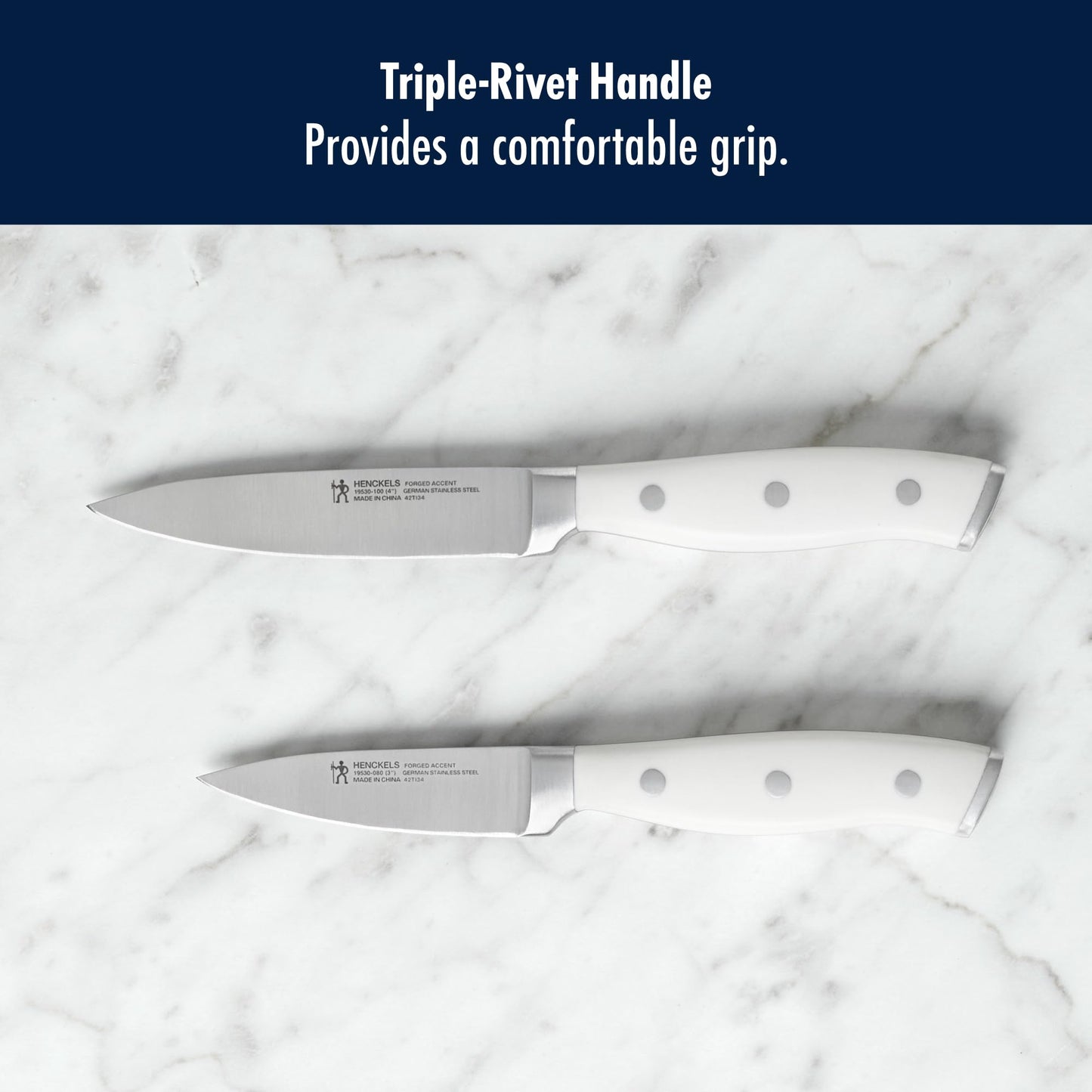 HENCKELS Forged Accent Razor-Sharp 2-pc Paring Knife Set, White Handle, German Engineered Informed by 100+ Years of Mastery