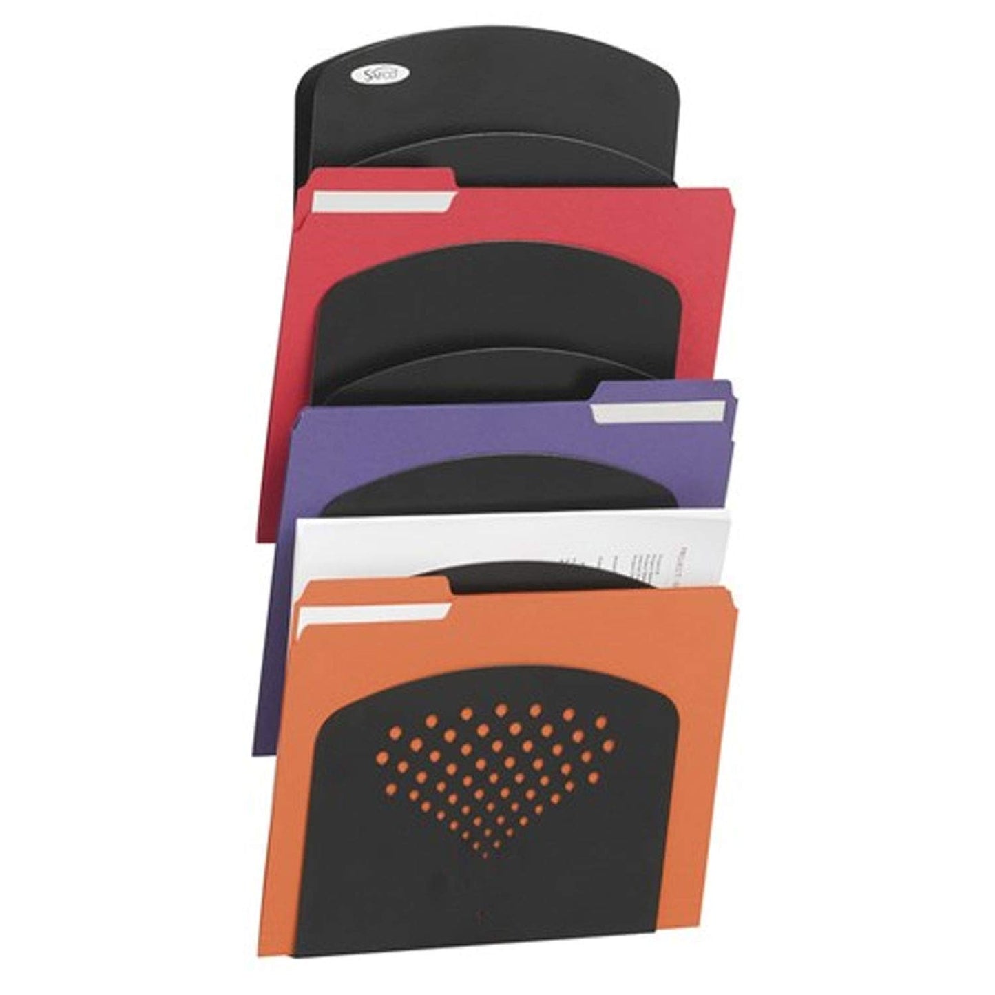 Safco Wall Mounted Literature Organizer, 7 Pocket Rack for Documents Paper Magazines and More, Steel, Black