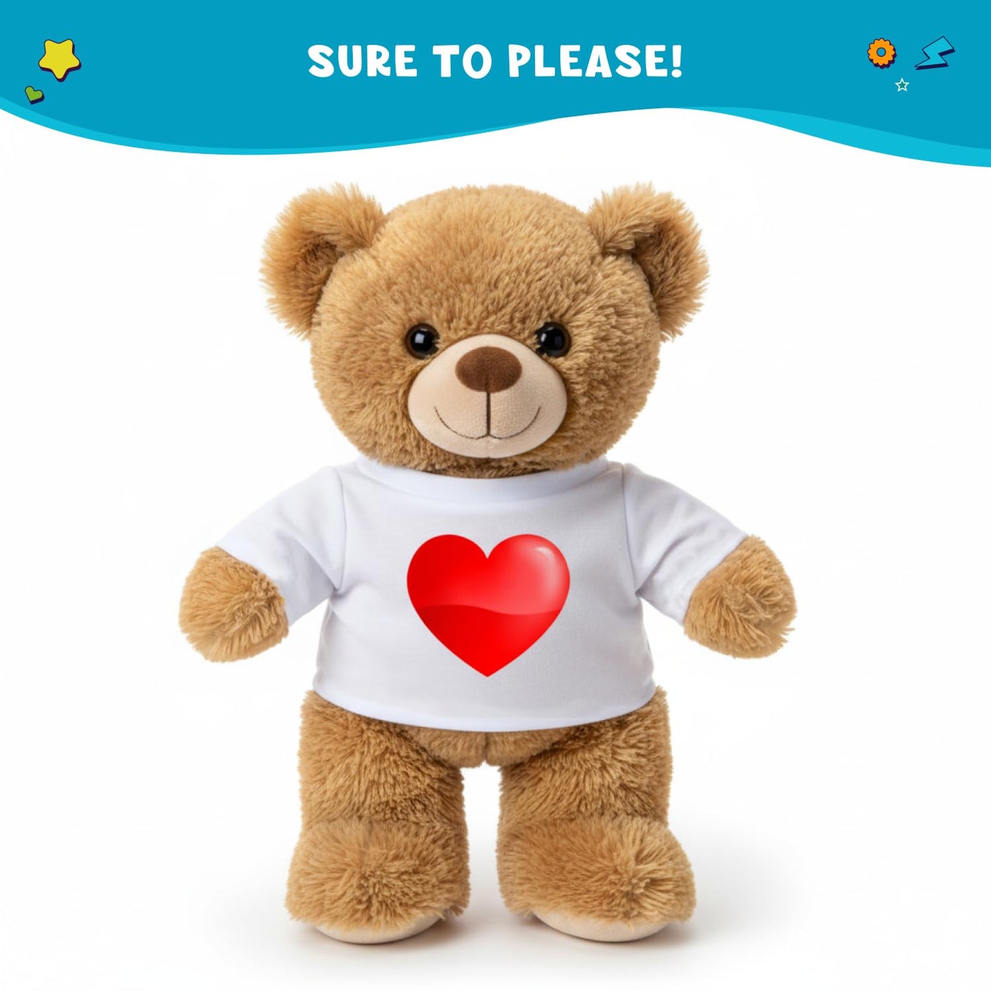Teddy Get Ready Stuffed Animal T-Shirt, 25 pcs., White