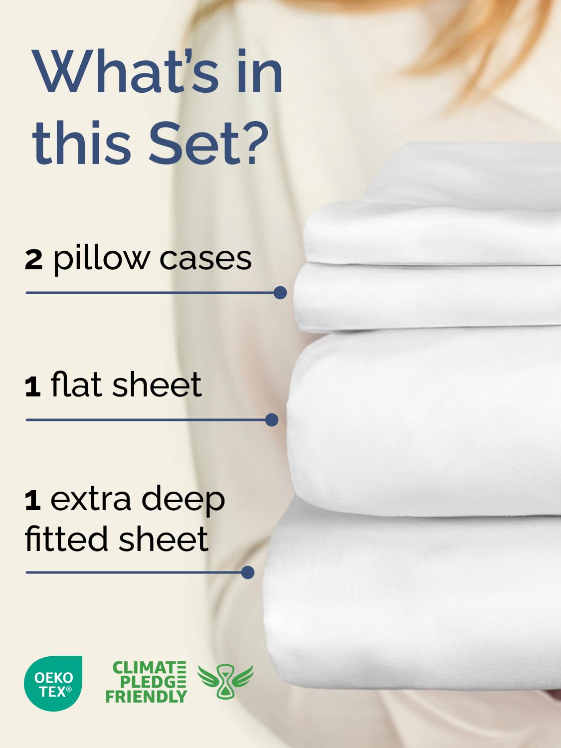 Extra Deep Pocket Queen Sheet Set - 4 Piece Breathable & Cooling Bed Sheets - Hotel Luxury Sheet Set - Ultra Soft, Wrinkle Free & Comfy - Easily Fits Extra Deep Mattresses - Deep Pocket White Sheets