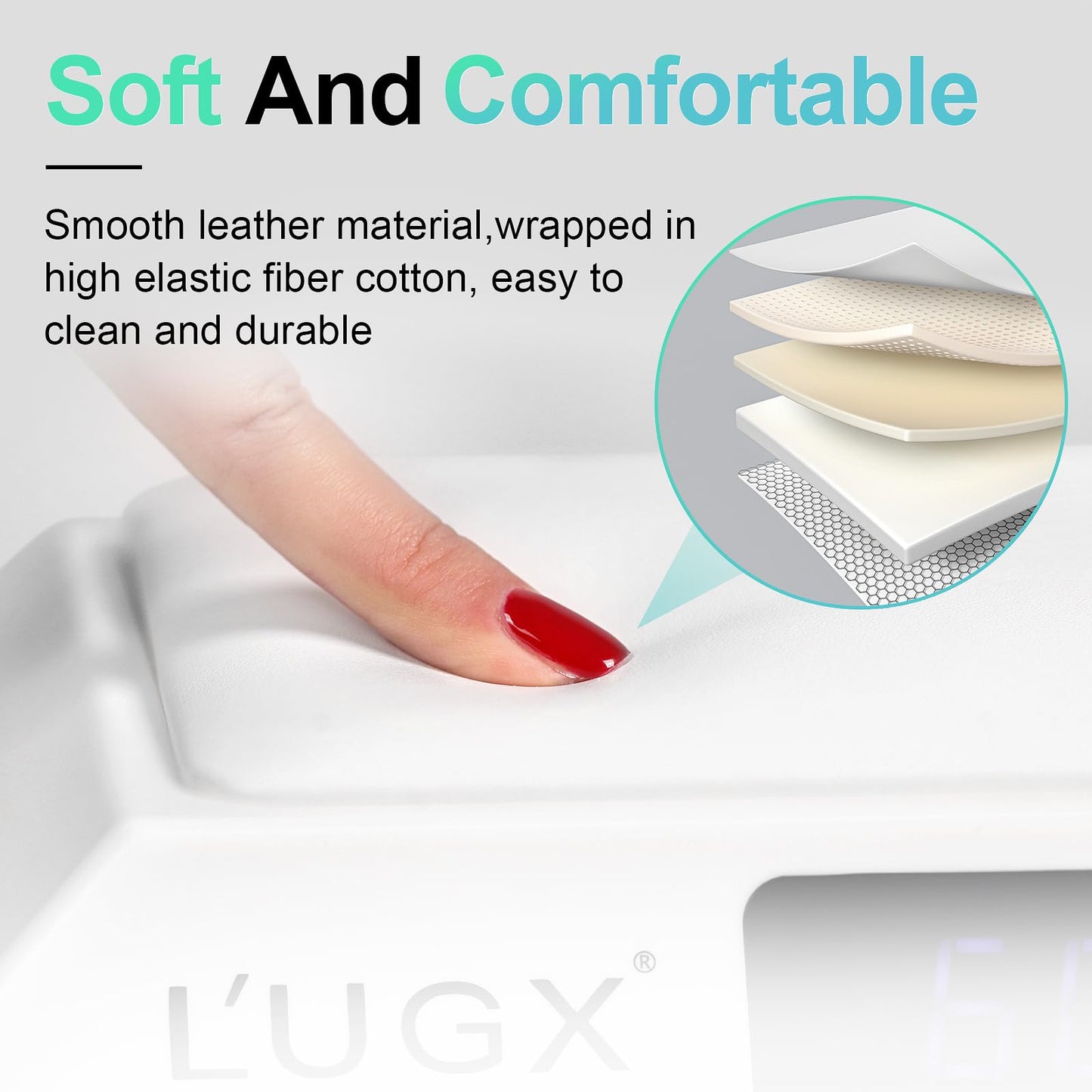 L'UGX Professional Nail Curing Lamp for Gel Polish Dryer 72W LED UV Nail Lights with Arm Rest Pillow & Retractable Tray,Perfect for Manicure & Pedicure at Salon & Home
