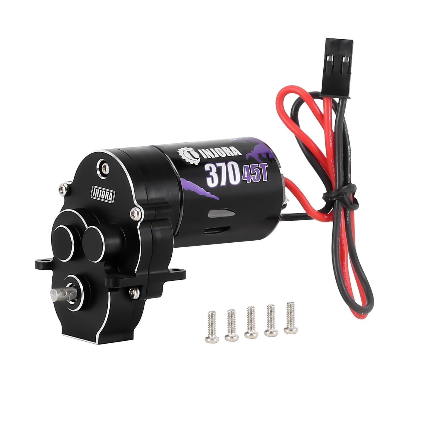 INJORA CNC Aluminum Complete Transmission with 370 Brushed Motor 45T for 1/18 RC Crawler TRX4M Upgrade