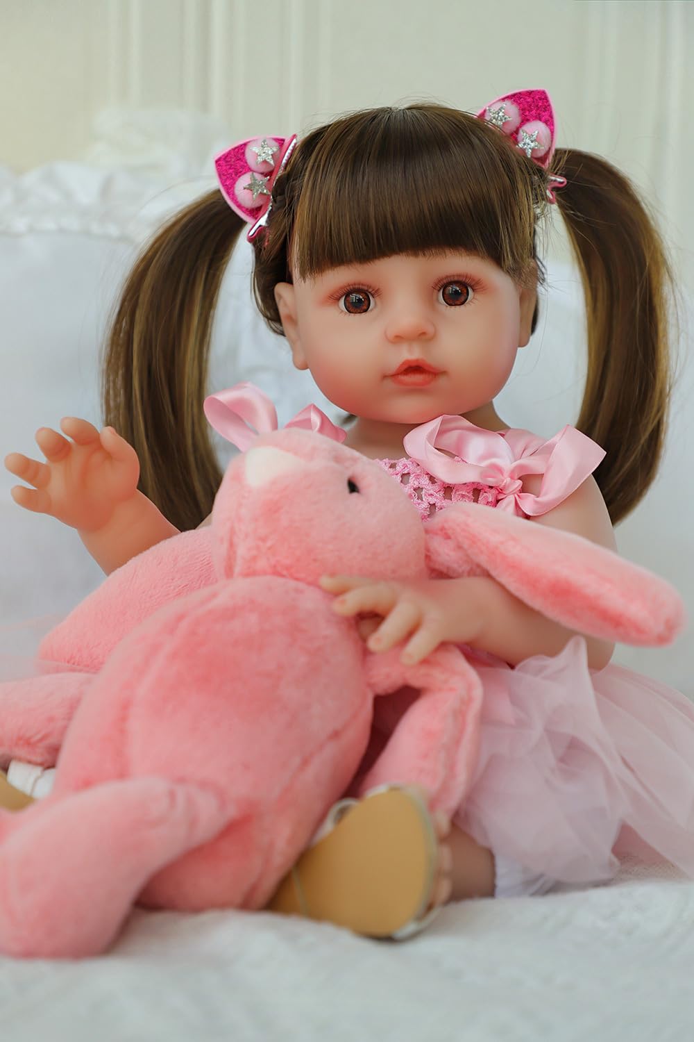 SCOM Lifelike Reborn Dolls Girl -20 Inch Realistic Baby Doll Newborn Baby Dolls,Lifelike Baby Doll Silicone Toddler Clothes Gift Set for Age 3+