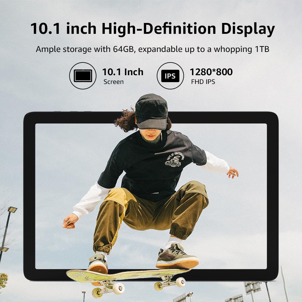 ApoloMedia 10" Tablet, 2025 Android 14 with Octa-core Processor, 8GB&64GB Storage(Expand to 512GB), Metal Casing Upgrade, Dual Camera, WiFi 6&Bth 5, 5000mAh Battery