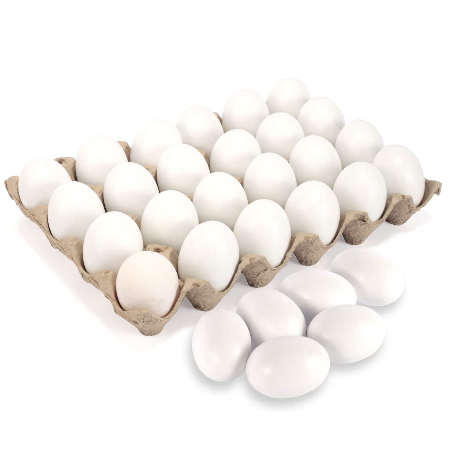JOYIN 18 Pcs Easter Egg, White Wooden Eggs, Life Size Plain Decorating Eggs for Kids Easter DIY Paint Your Own Egg Decor, Easter Craft, Easter Eggs Hunt, Easter Basket Stuffers, School Activities