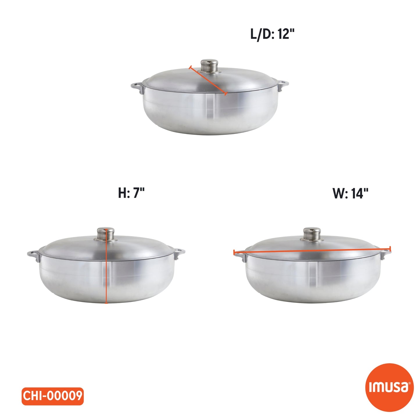 IMUSA Traditional Polished Aluminum Caldero (Dutch Oven) with Lid, 6.9 Quarts, Polished Aluminium