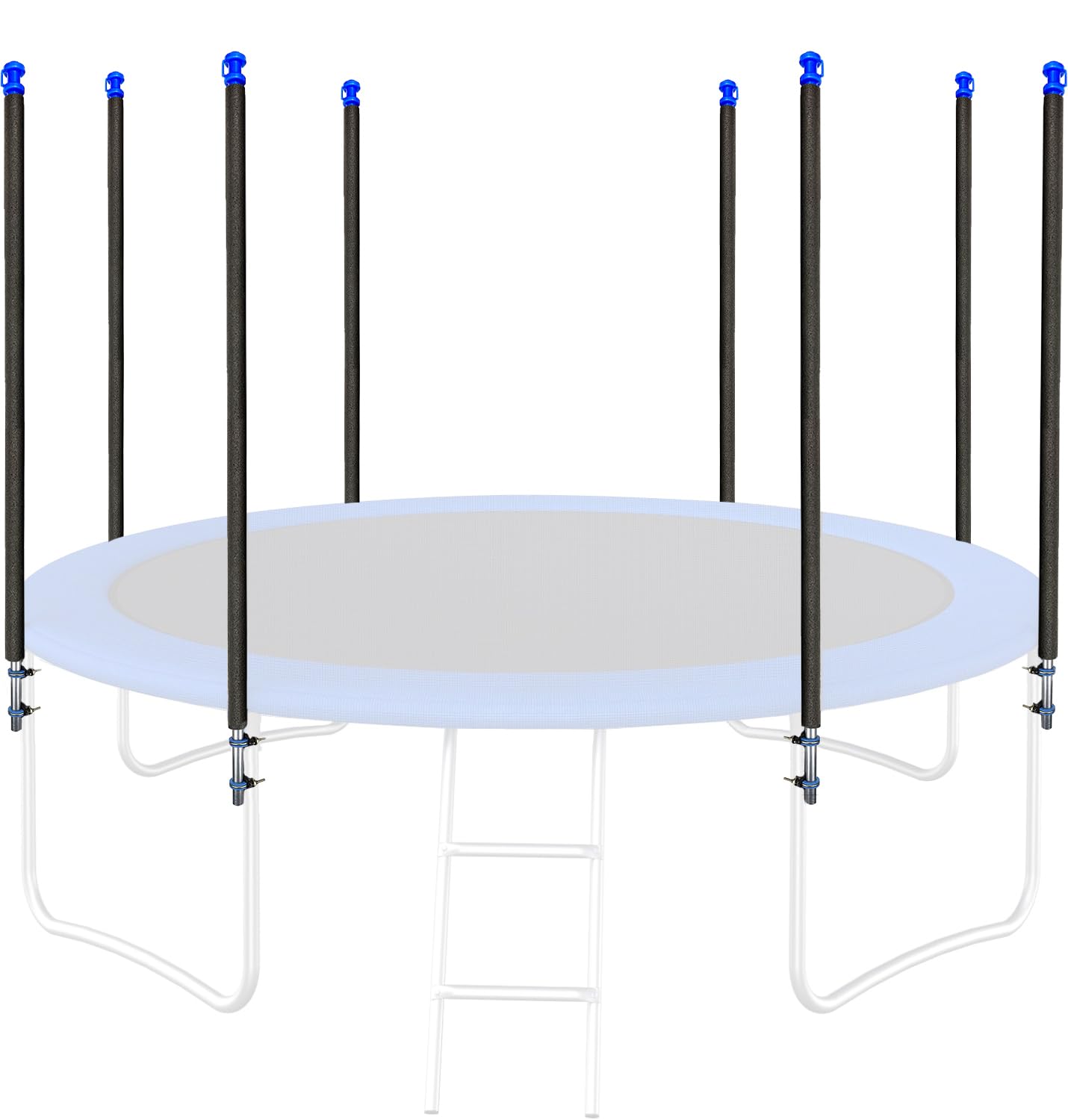 8 Universal Trampoline Enclosure Net Poles, Trampoline Poles Replacement and Hardware Fits 8 Straight Poles Round Frame