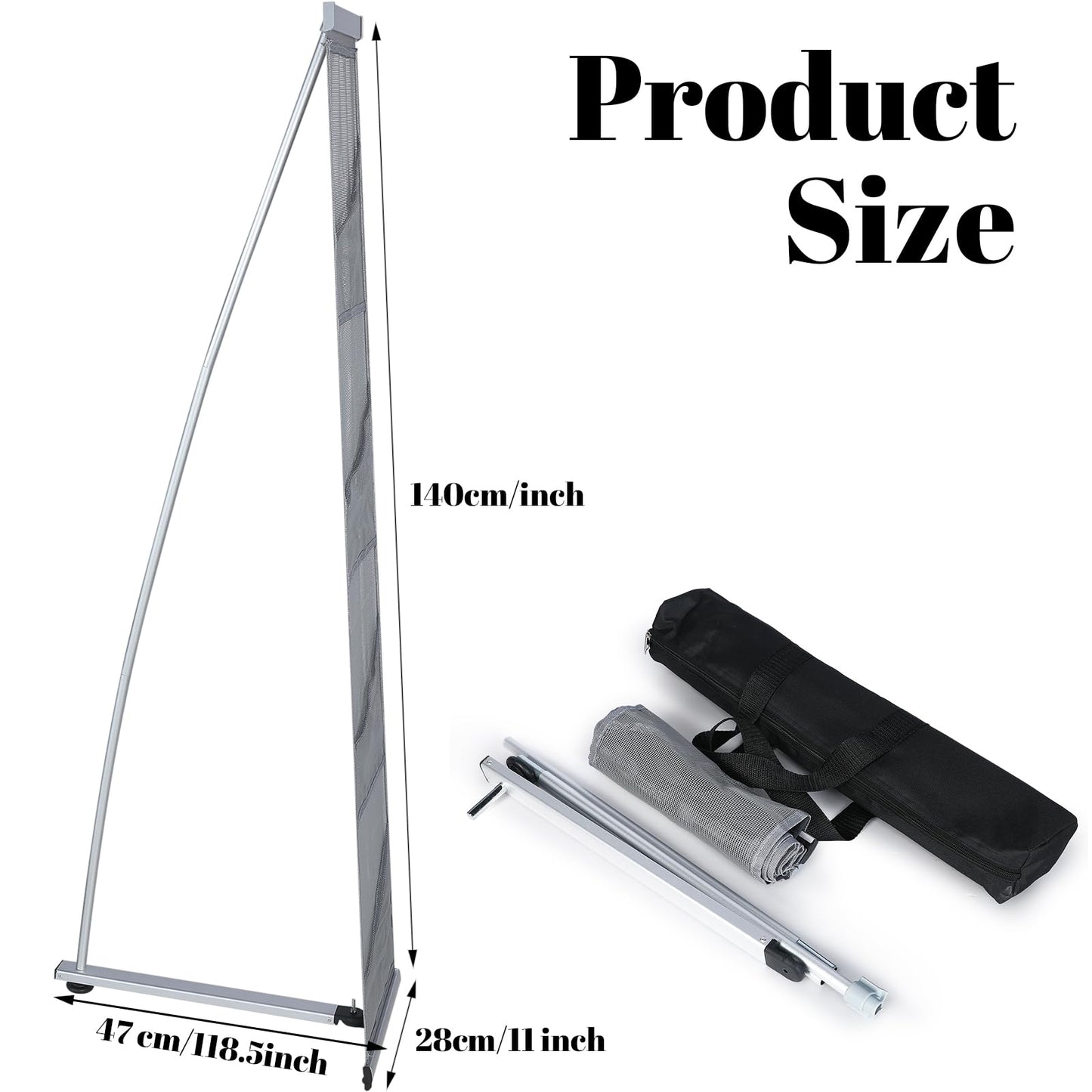 Outus 1 Pcs Literature Stand Magazine Display Rack with 4 Pocket, Portable Roll up Mesh Foldable Trade Show Display with Carrying Bag, Lightweight Magazine Rack Floor Standing for Exhibition Office