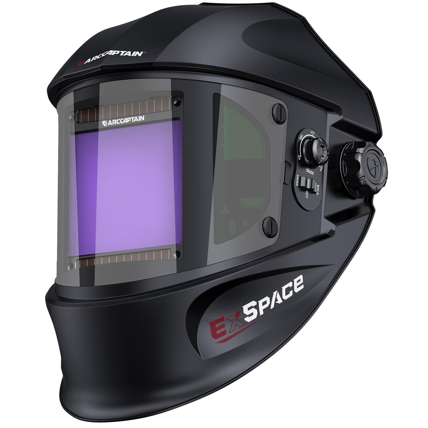 ARCCAPTAIN Auto Darkening Welding Helmet with Side View, 180° Panoramic View, 1/1/1/1 True Color Large Viewing Welding Hood with 4 Arc Sensor Solar Powered, Wide Shade 4/5-9/9-13 for TIG MIG ARC CUT