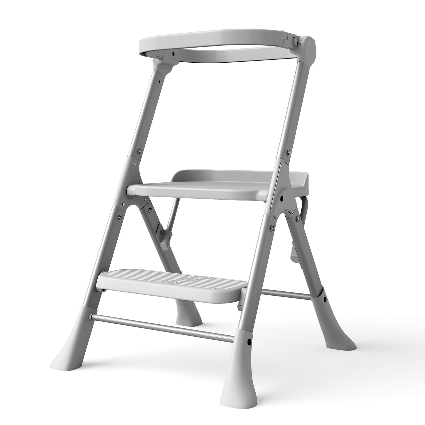 Toddler Tower, Non-Folding Structure for Maximum Stability, Kitchen Stool Helper with Anti-Tipping Structure and Safety Net, Ultra-Secure, Ideal for Toddlers 18 Months to 4 Years, Gray