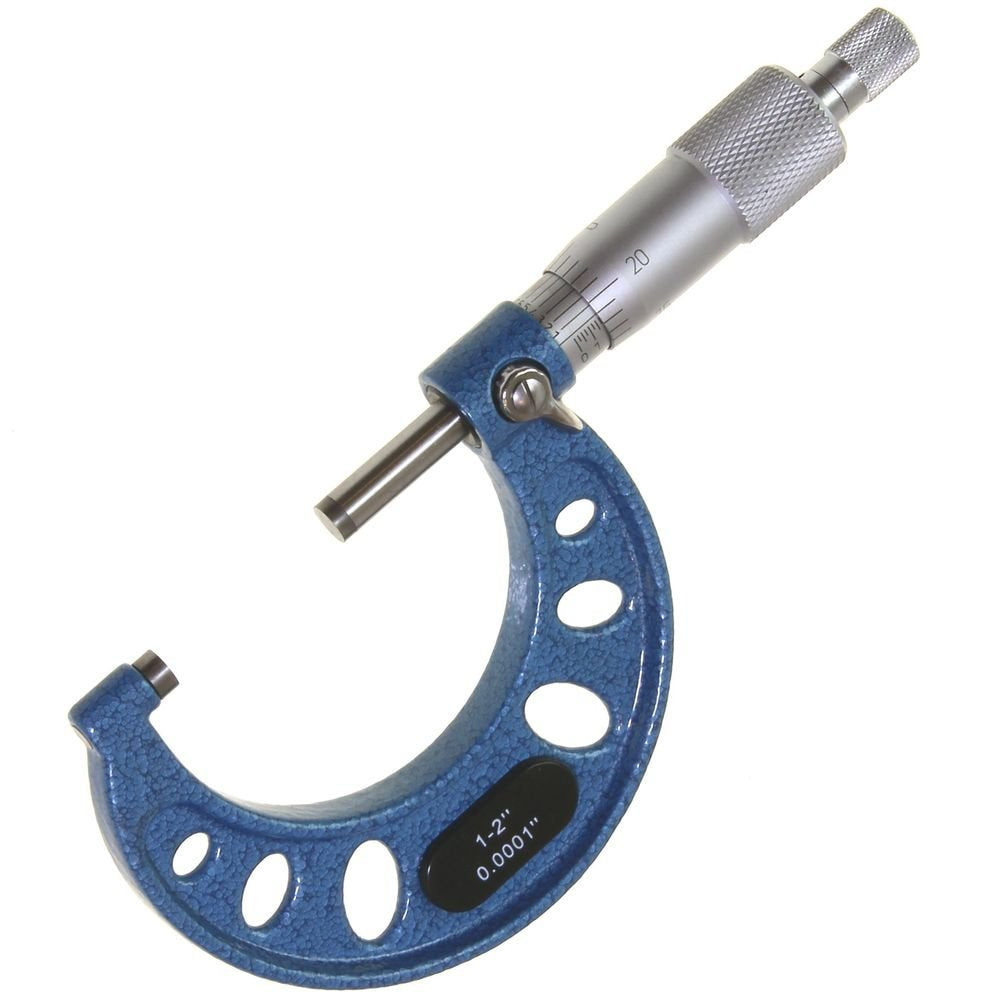 Anytime Tools 0-6" Premium Outside Micrometer Machinist Tool Set Round Frame 0.0001" Precision Vernier Scale with Carbide Tips