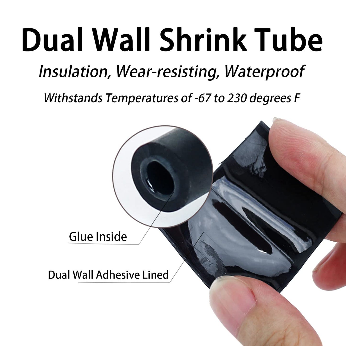 ALEKOR 3:1 Ratio Heat Shrink Tubing Roll Adhesive Lined Industrial Marine Grade Dual Wall Heat Shrink Tube Waterproof and Sealed Black (1-1/2 inches(40 mm), 30 Feet)