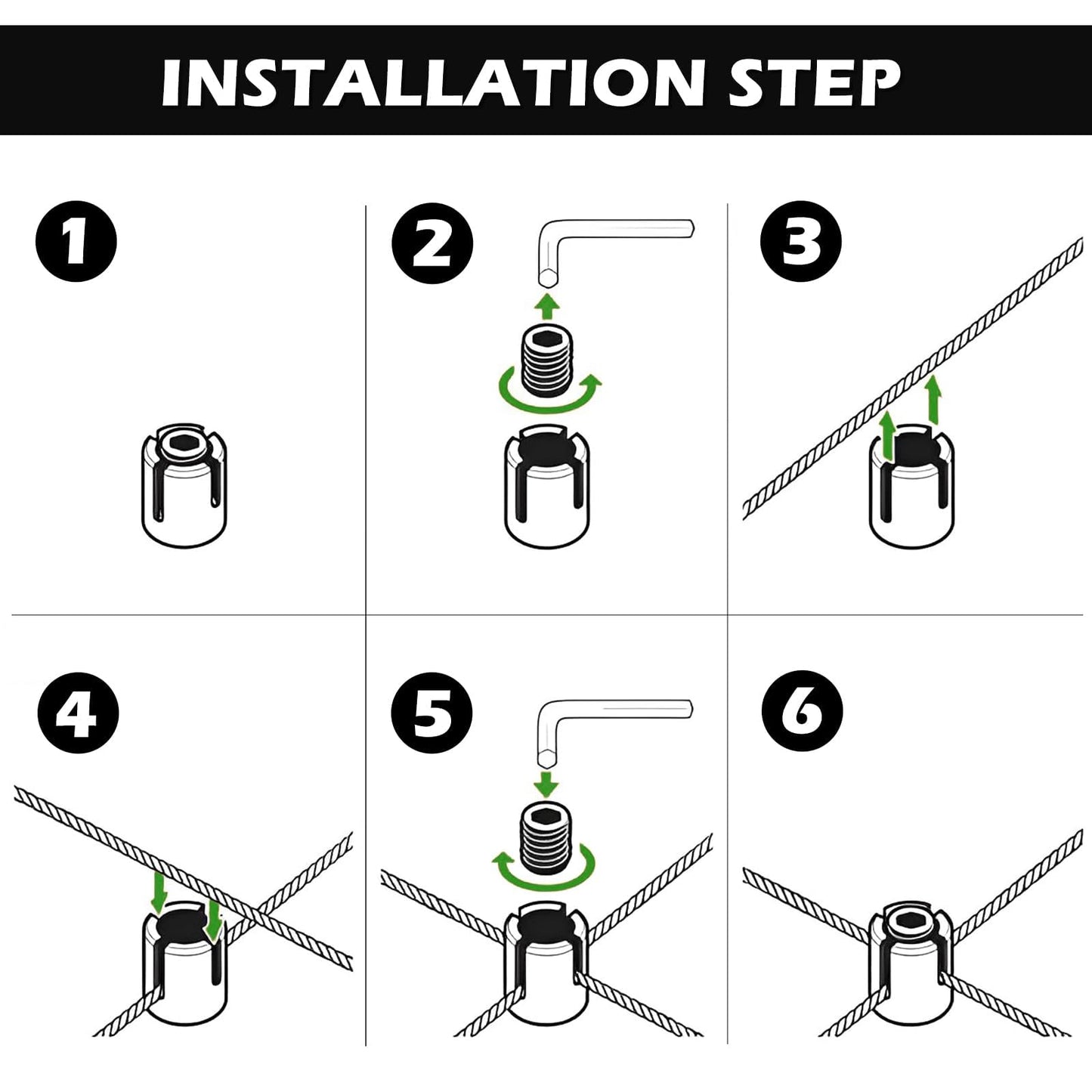 Acemaker 20PCS Cross Clamps for 5/64"- 3/32" (2-2.4mm) Wire Rope or Rod Fittings, T316 Stainless Steel Cross Cable Clamps No Drilling Required Clips for Wire Trellis System