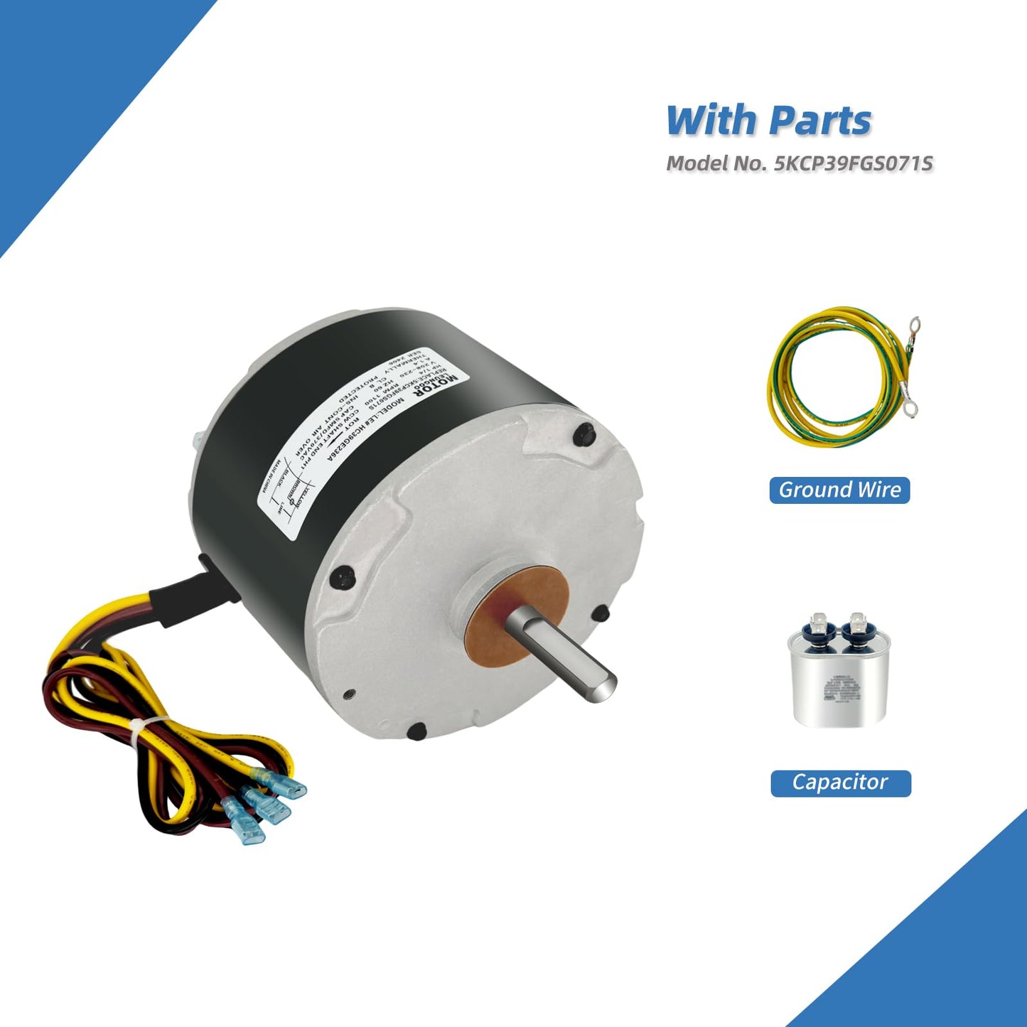 5KCP39FGS071S Fan Motor Replaces GE genteq Carrier 3905 5KCP39BGS071S 1/4HP 208-230V 1100RPM Upgraded LEUNGOO