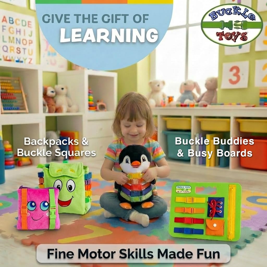 Buckle Toy Belle Turtle - Toddler Early Learning Basic Life Skills Children’s Plush Travel Activity