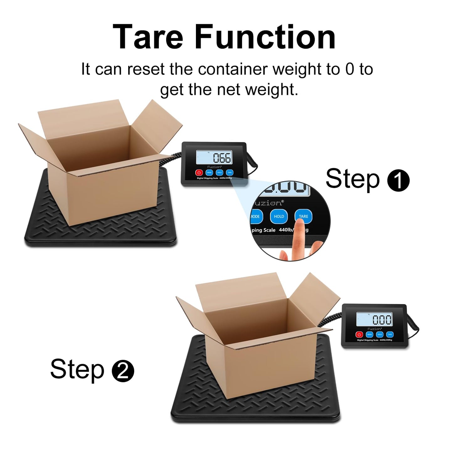 Fuzion Shipping Scale, 440LB x 10g High Accuracy Digital Postal Scale, Durable Alloy Steel Platform, Heavy Duty Scale for Packages, Postage, Luggage, Battery and AC Adapter Powered