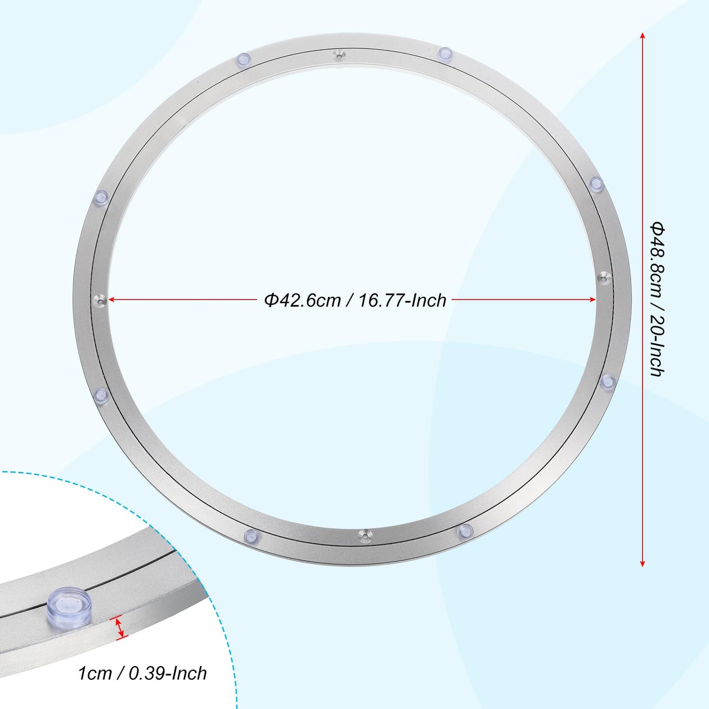 uxcell Aluminium Lazy Susan Turntable Bearing, 20 Inch Round Rotating Bearing Turntable Base for Kitchen Dining Table Base Only