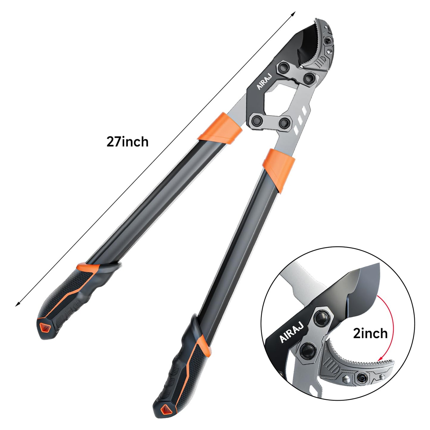 AIRAJ 27” Anvil Loppers for Tree Trimming Heavy Duty with Compound Action | Tree Branch Cutter with 2 Inch Cutting Capacity | Chops Thick Branches Ease | Garden Lopper Pruning Shears Heavy Duty