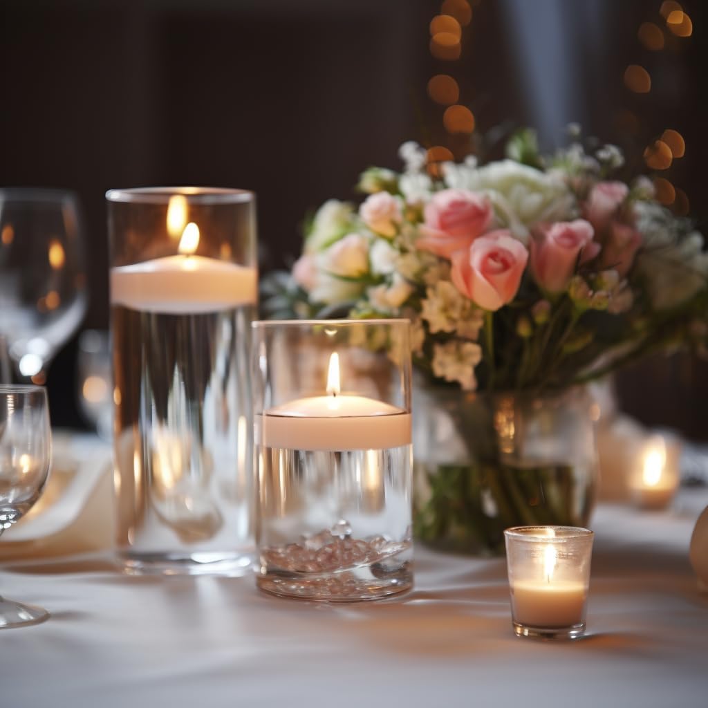 80 Pack White Floating Candles 3 inch Unscented Floating Candles for Centerpieces-10 Hours Long Burn Time-3” Floating Candle Bulk for Wedding Cylinder Vases