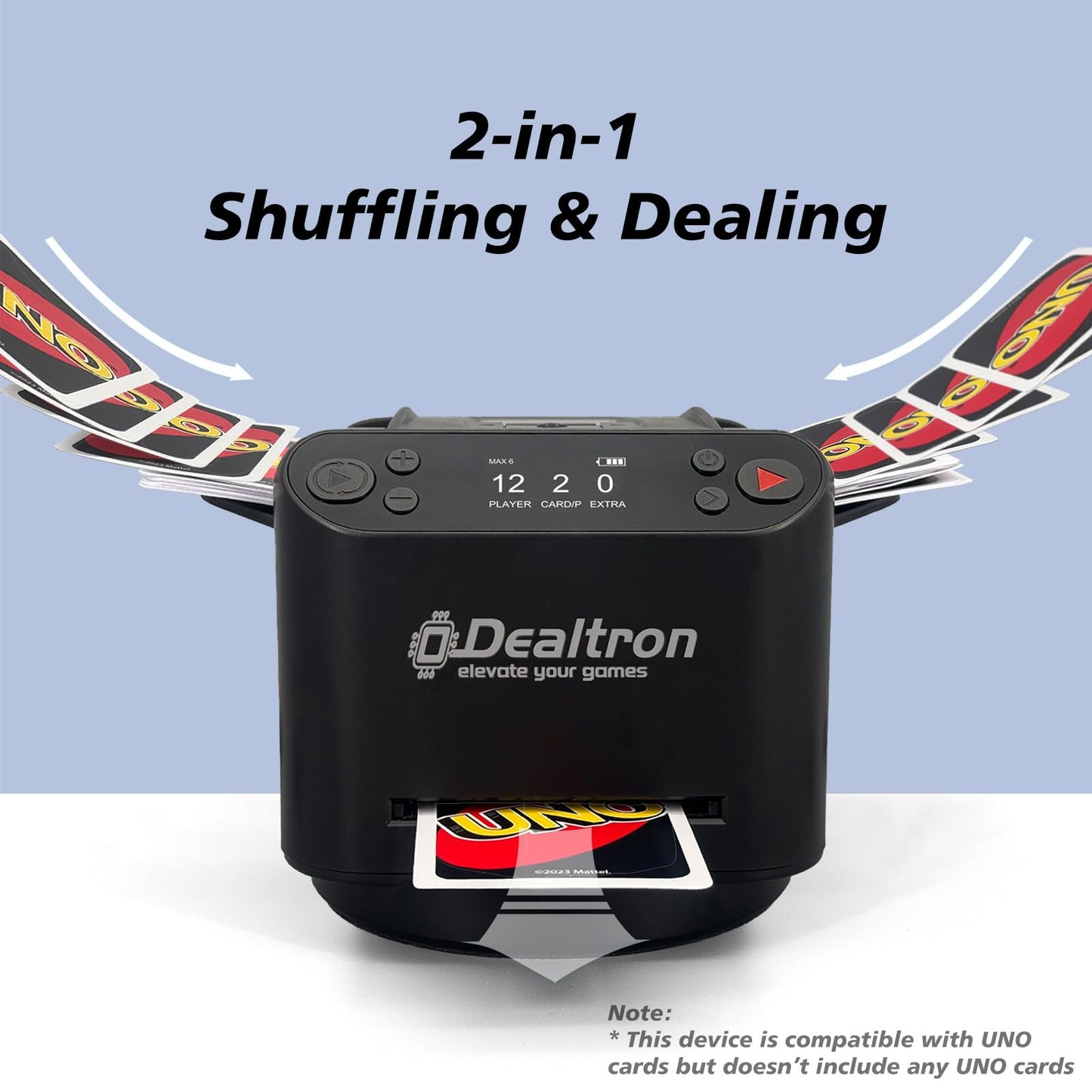 All-in-One Automatic Card Shuffler and Dealer,with 8 Remotes,Programmable Dealer,Card Shuffler 2 Deck,360° Rotation,Ultra Quiet,Rechargeable,up to 12 Players,for All Card Games (Shadow Black)