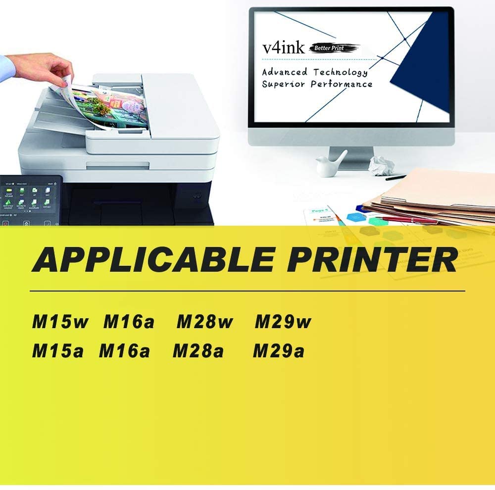 v4ink 2PK CF248A Toner Cartridge Black Compatible Replacement for HP 48A Toner Cartridge Black Ink for HP Laserjet Pro M15 M15W M28W M29W MFP M14-M17 M28-M31 M29 W2G51A Y5S53A Toner Cartridge Printer