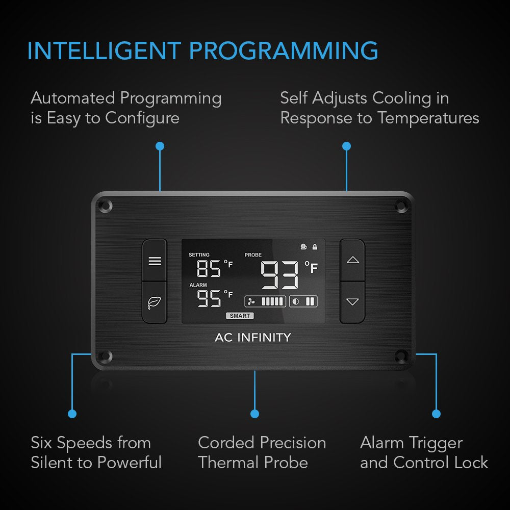 AC Infinity AIRPLATE T7, Quiet Cooling Fan System 12" with Thermostat Control, for Home Theater AV Cabinets