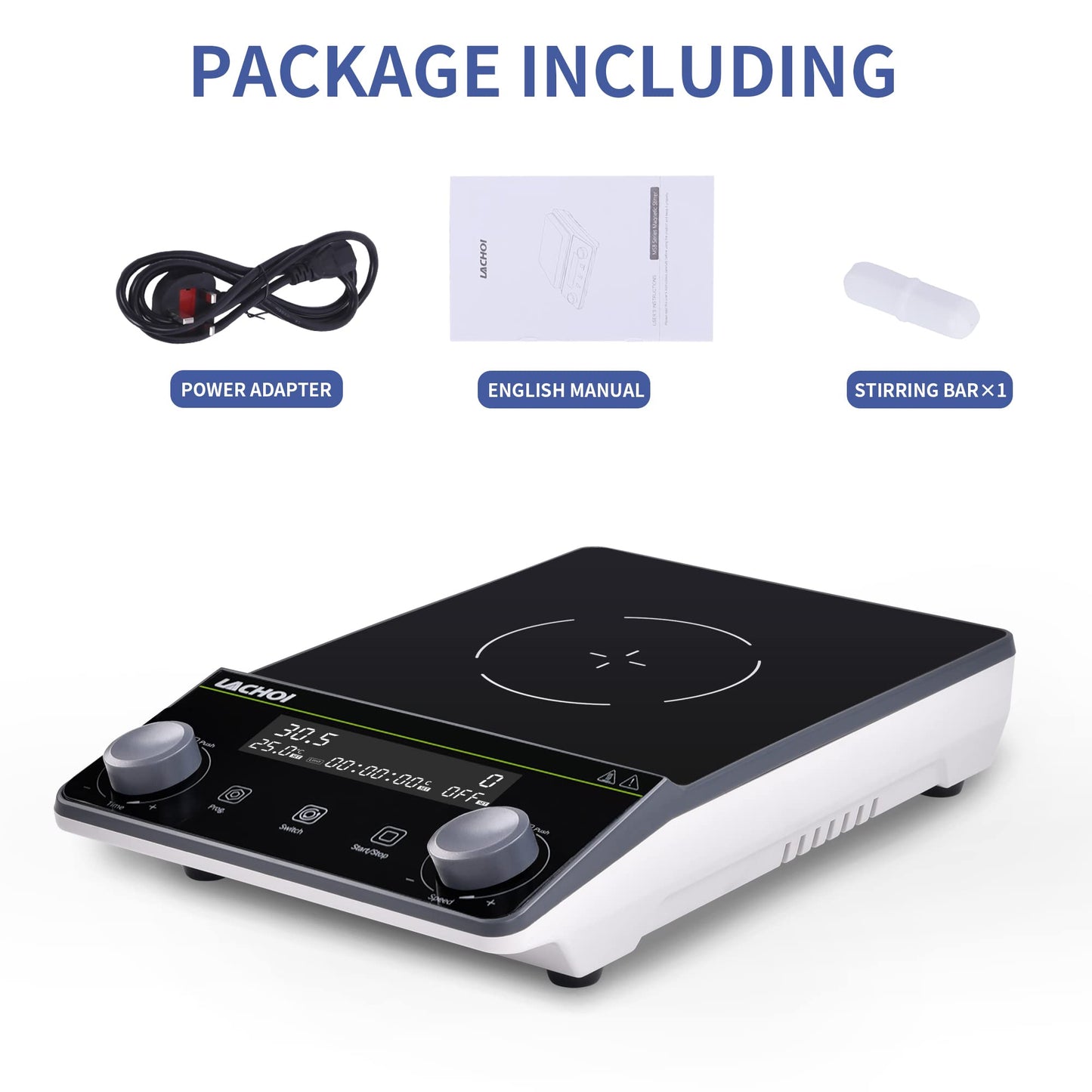 LACHOI Magnetic Stirrer 5.9 inch Magnetic Stir Plate with stir bar LCD Display 100-1600RPM Max Stirring Capacity 5000ml Digital Magnetic Stir Plate Magnetic Mixer Lab Stirrers(No Heating)