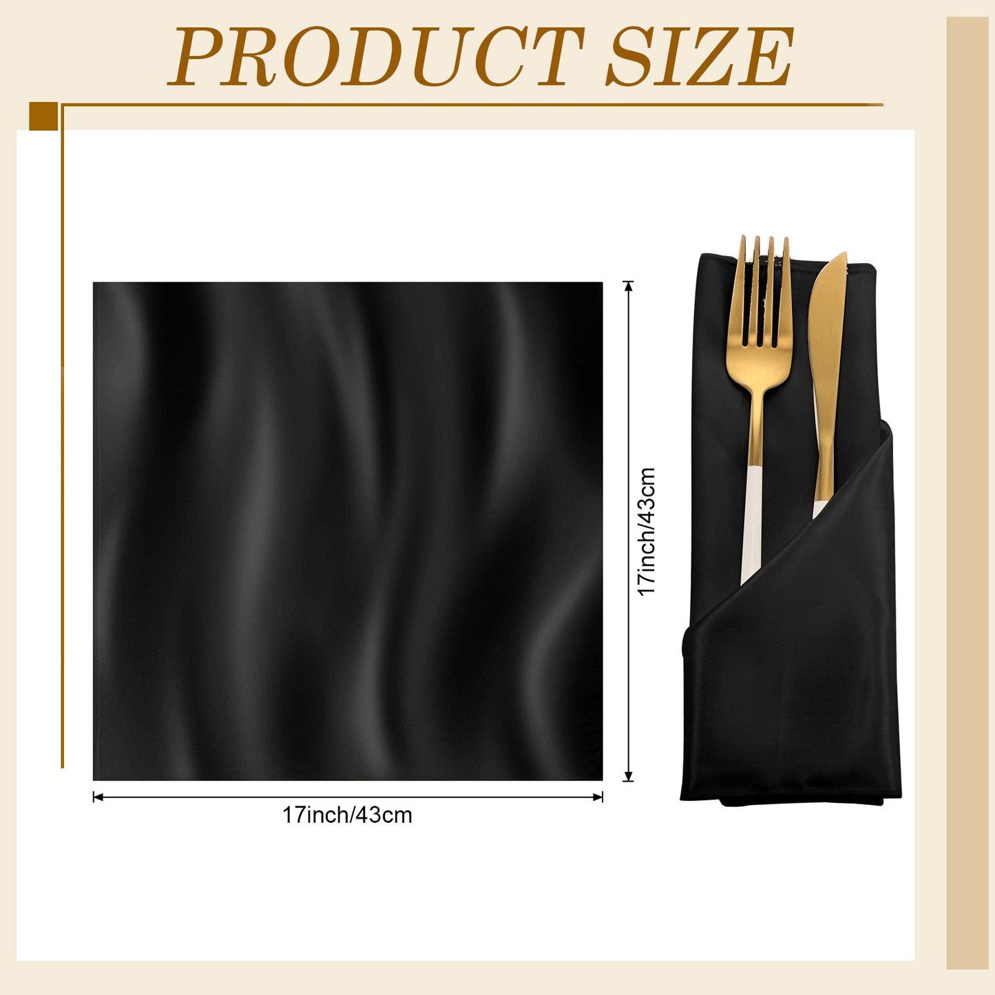 150 Pcs Satin Napkin Bulk 17 x 17 Inch Square Silk Table Napkin Soft Dinner Napkins Decor Elegant Satin Weddings Party Napkin for Wedding Parties Banquet Restaurant Decoration Supplies (Black)