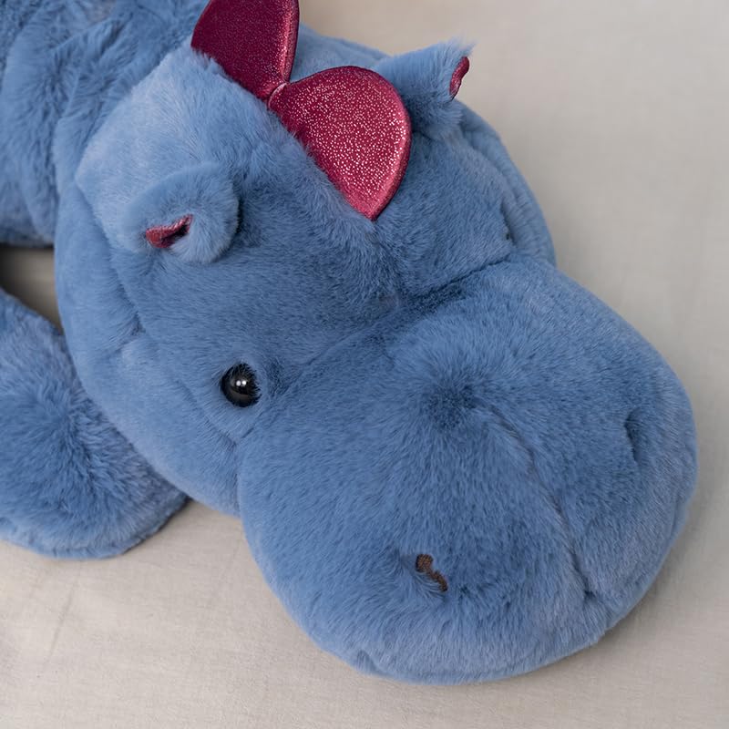 Leahaoe Weighted Dragon Stuffed Animal, Soft and Sturdy Weighted Dragon Plush for Kids and Adults, Medium Blue Dragon Stuffed Animal(35.4" 5Lbs)
