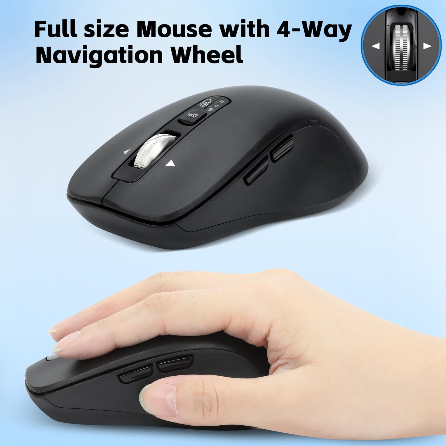 CITLLA M9300 Wireless Keyboard Mouse Combo, Scissor-Switch Keys, 2-in-1 USB Receiver and Dual Bluetooth, Multi Device Silent Design for PC, Computer, Laptop, MacBook and iPad.