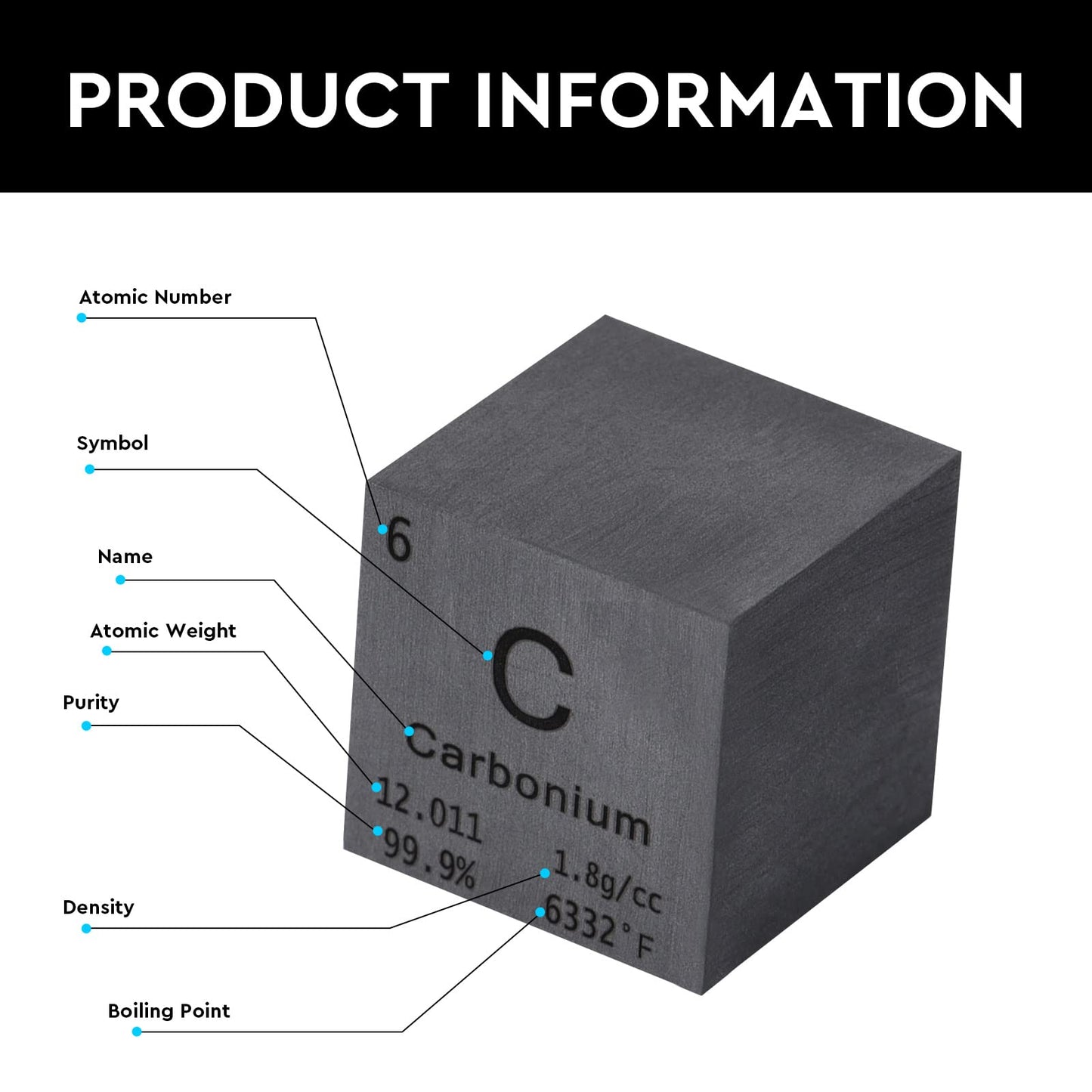 8 Pieces Element Cube Set 1” Tungsten Cube Metal, Periodic-Table of Elements, 99.95% Purity, Laser Engraved, Tungsten Titanium Copper Iron Aluminum Zinc Magnesium Carbon for Teaching, Gift, Collection