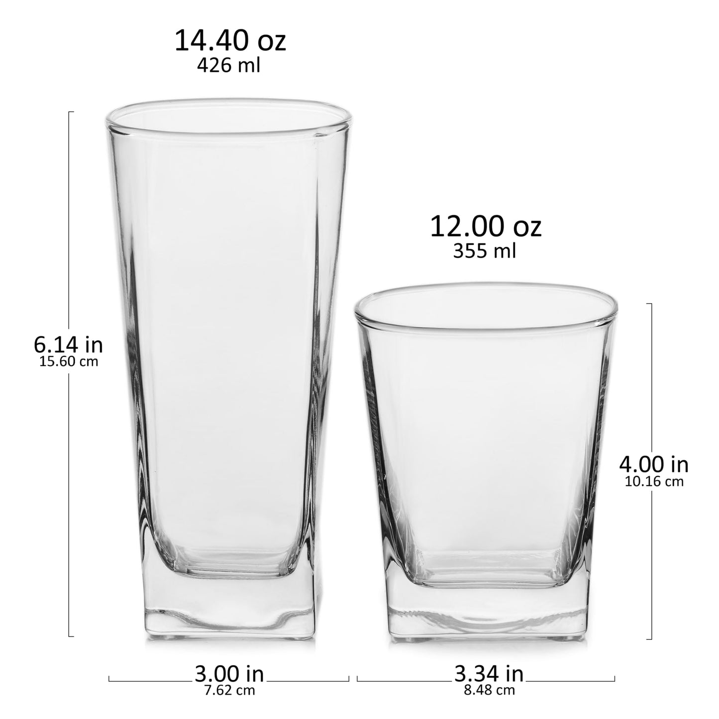 Libbey City Tumbler and Rocks Glass Set, Elegant Drinkware Glasses Set, Tall Drinking Glasses with Modern Lines, Dishwasher Safe Drinking Glasses Set of 16