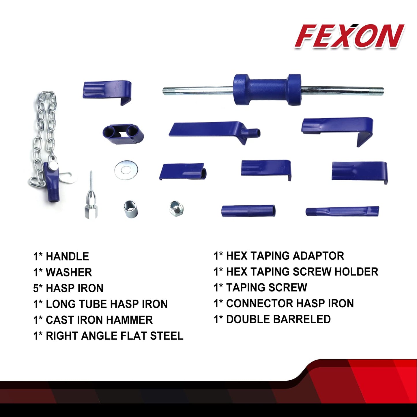 FEXON Automotive Dent Puller with Universal Slide Hammer Auto Body Truck Repair Tool Kit Repair Frame Set with Carrying Case 15PCS