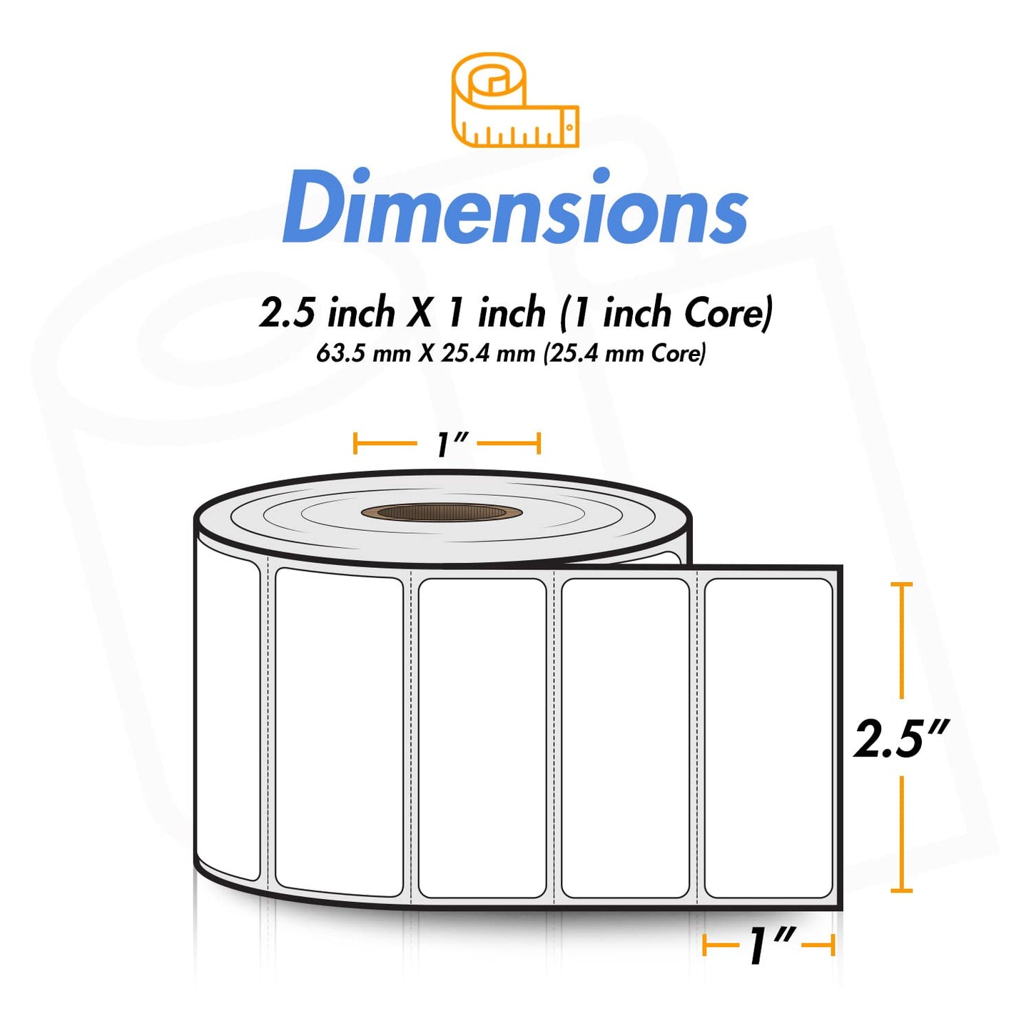 2.5" x 1" Direct Thermal Label - Compatible with Rollo Label Printer & Zebra Desktop Printers – 1” Core, Multipurpose UPC Barcode Shipping Sticker, Adhesive & Perforated - 4 Rolls, 1380/Roll