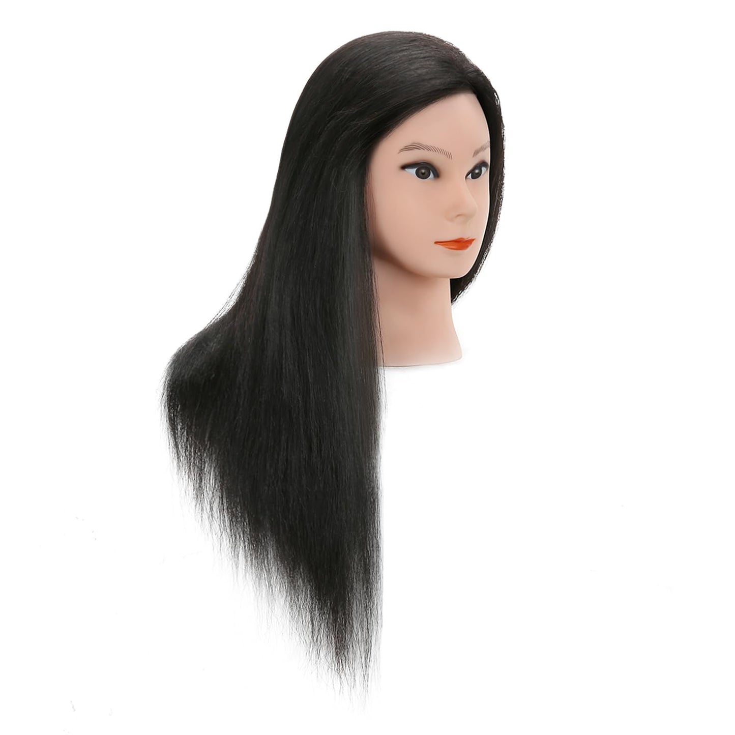 Armmu 100% Real Human Hair Mannequin Head with Stand, Hairdressers' Practice Training Head and Cosmotology Doll Head for Hairstyling and Braid (18 inches)- Natural Black