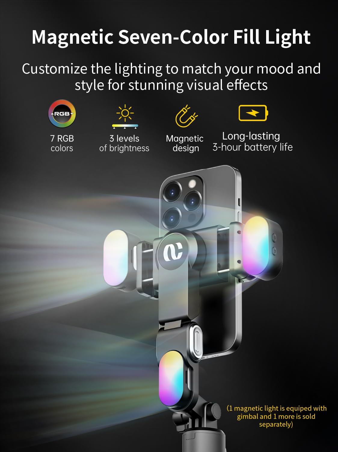 AOCHUAN Gimbal Stabilizer for Smartphone, 4 in 1 Phone Gimbal w/360° Rotation for iPhone/Andriod Sefie Stick Tripod w/Auto Face Tracking and Wireless Remote for TIK Tok YouTube Vlogging-M1 Pro Black
