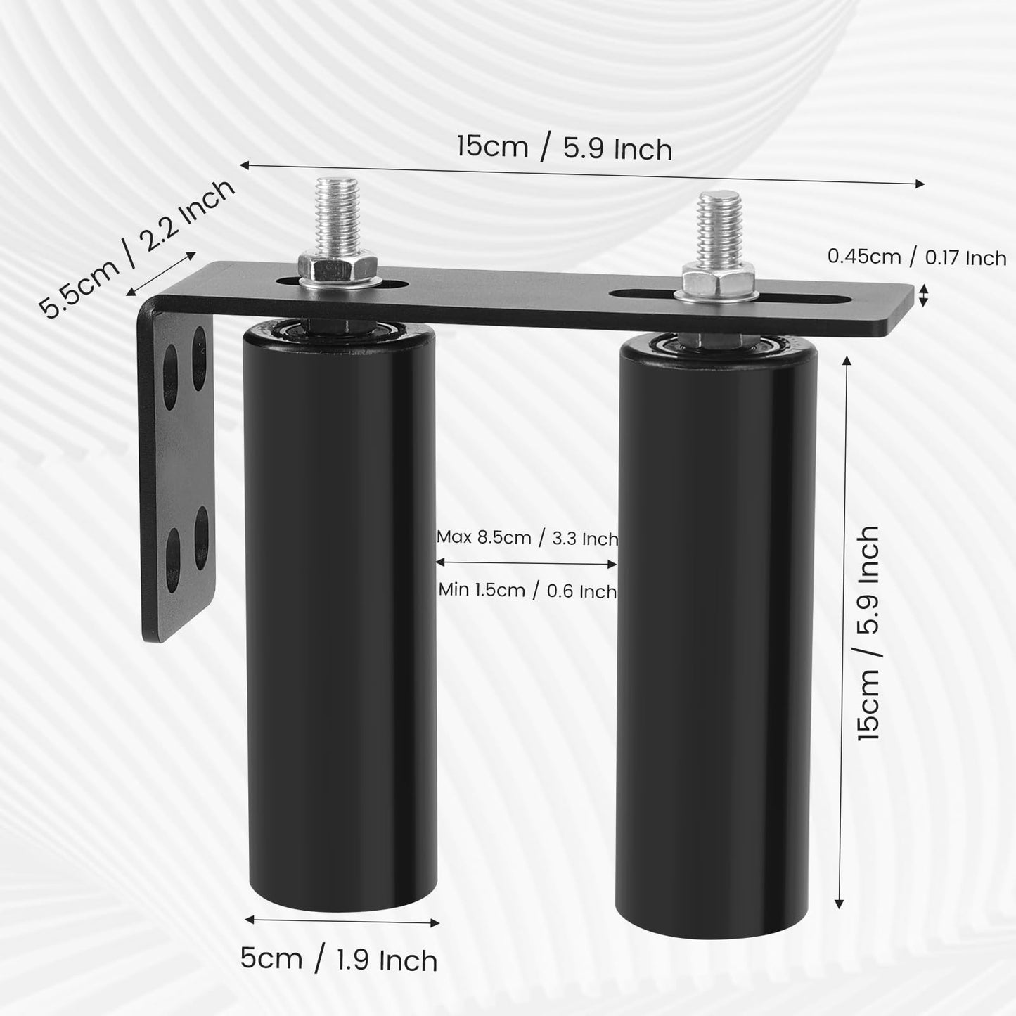6"Gate Roller Guide,Sliding Gate Hardware with L-Sliding Gate Brackets,Sliding Gate Kit,Universal Adjustable Heavy Duty Sliding Gate Rollers,Rolling Gate Hardware Kit (2Pack)