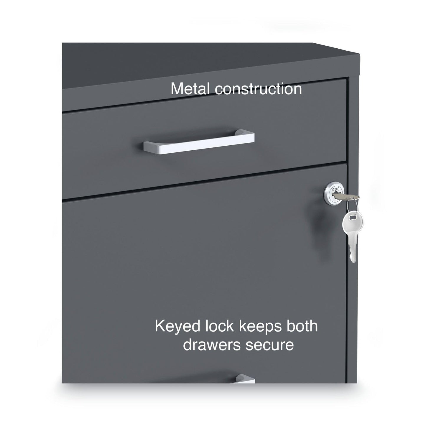 Alera Soho Vertical File Cabinet, 3 Drawers: Pencil/File/File, Letter, Charcoal, 14" X 18" X 26.9"
