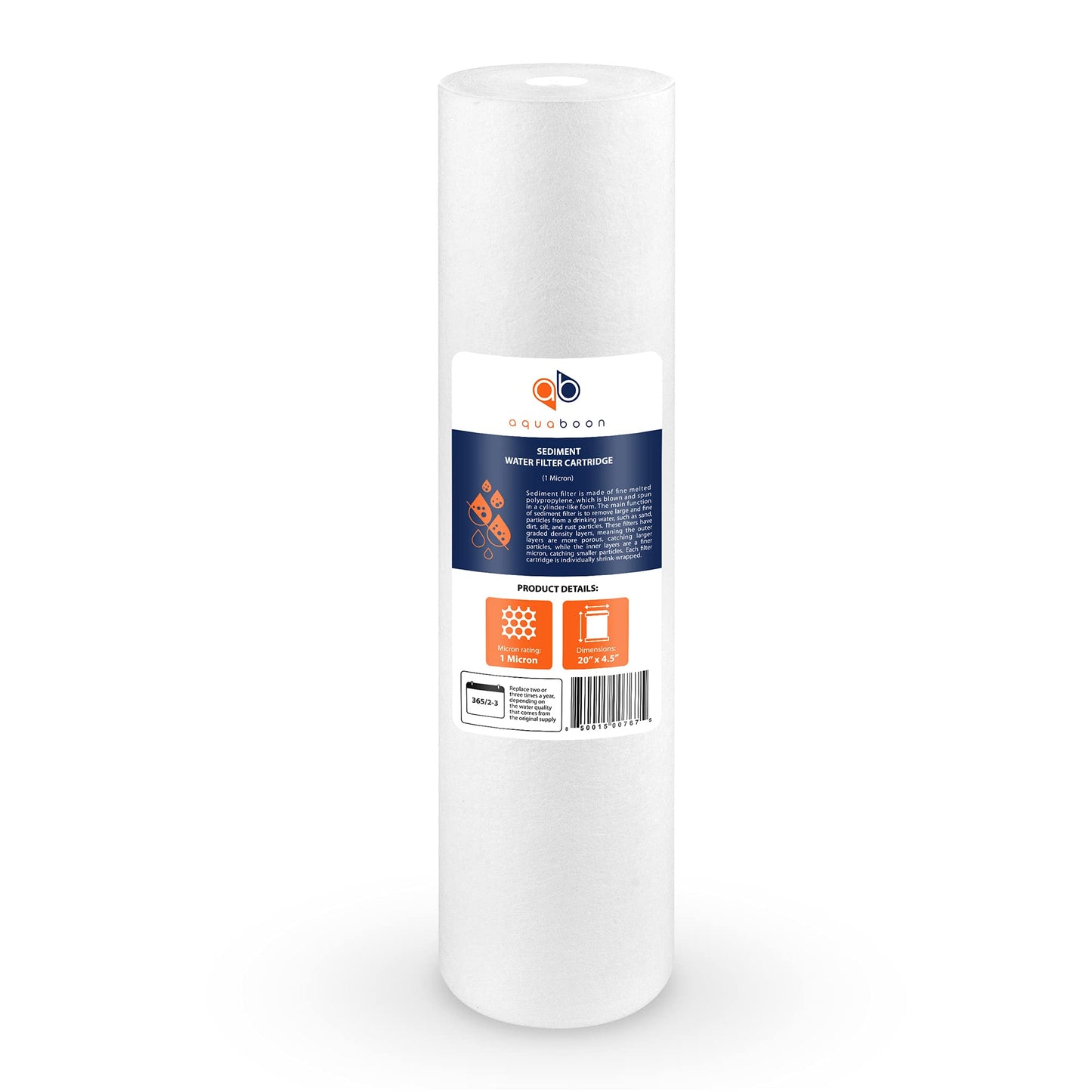 Aquaboon 1 Micron 20 x 4.5 Sediment Water Filter Replacement Cartridge | Whole House Sediment Filtration | Compatible with AP810-2, SDC-45-2005, FPMB5-20, P5-20, FP25B, 155358-43, 4 Pack