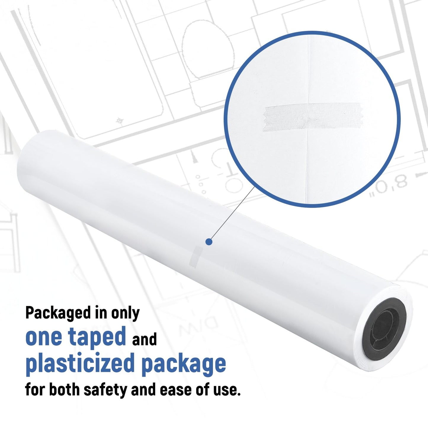 36" x 150' Wide Format Plotter Paper, Goefun CAD Bond Paper Rolls 2" Core for CAD Printing on Wide Format Printers, 4 Rolls