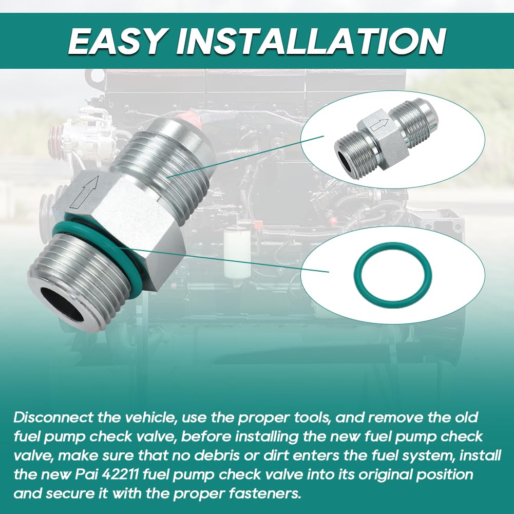 N14 Fuel Check Valve for Cummins N14 Fuel Pump Straight Fuel Check Valve Replace for OEM Number 042211 Aluminum