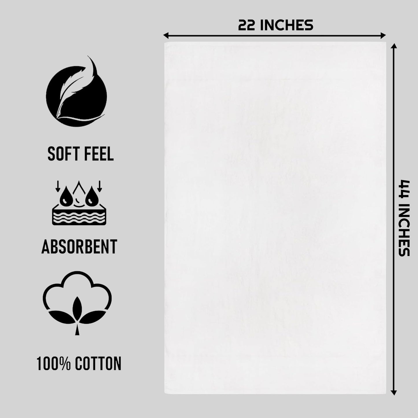 CH White Bath Towels Bulk 12 Pack (22 x 44 Inches) - 100% Cotton Economy Light Weight Towels for Commercial Use - Quick Dry, Ultra-Soft, and Absorbent Bulk Towels